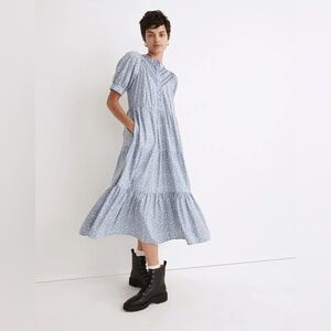 Madewell• Embroidered Puff-Sleeve Midi Dress in Cottage Garden